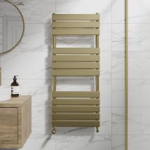 Duratherm - Brushed Brass Flat Panel Heated Towel Rail Bathroom Radiator 1200 X 500mm