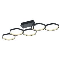 Reality Leuchten - Plafoniera Led Interno 24w 5 Esagoni Antracite 90 Cm Vigo Gd Trio