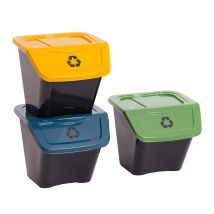 Set 3 Pattumiere 30L per Raccolta Differenziata – Plastica Resistente – Design Compatto – Facili da Pulire