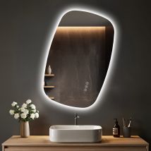 S'Afielina 80×50 Cm Wandspiegel Led – Badspiegel Mit Beleuchtung, Hd-glas , Dimmbar, 3-farbige Led, Anti-beschlag, Horizontal & Vertikal Aufhängbar