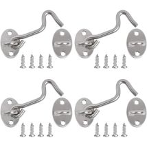 Door Latch Hook, 4pcs Cabin Hook Latches And Bolts For Door Locks Latch Gate Window Bracket For Silent Latch Lock Gate Latch, 3 Inch/stainless Steel