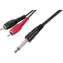 Monacor 0060360 Audio Cavo Adattatore [2x Spina Rca - 1x Spina Jack Da 6.3 Mm (mono)] 3 M Nero