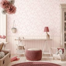 Fotomural Profhome 770751 Papel Pintado No Tejido Liso Con Dibujo Floral Mate Rosa Blanco-crema Rosa Claro 1,59 M X 2,8 M