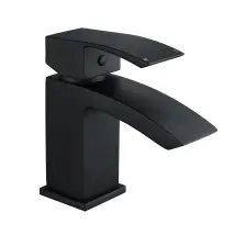 Matt Black Basin Tap Mono Mixer Single Lever Modern Style With Click Waste Amy