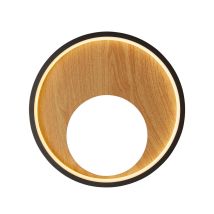 Wandleuchte Wandlampe Wohnzimmerleuchte Led Holzoptik Natur Schwarz Rund Opal