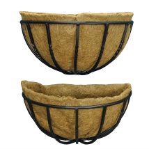 Selections - Set Of 2 Manor Garden Black Metal Wall Basket Manger Trough Hayrack Planters (40cm)