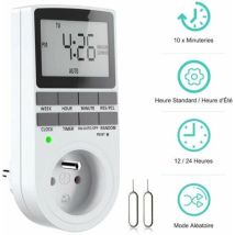 Vtiziklprise Programmable Digitale, Minuterie Numérique Hebdomadaire Avec Ecran Lcd, Minuterie Prise Electrique 12h/24h/7jours, Économie D'Energie 