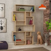 Decortie - Karmato Modernes Bücherregal Display Unit Eiche Natur Hoch 168.5cm - Oak