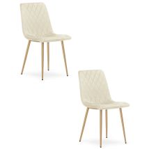 Silla Turín - Terciopelo Beige Claro / Patas Color Madera X 2