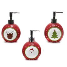 Set 3 Dispenser Sapone Natalizio In Ceramica Babbo Natale, Renna E Albero Arredo Bagno Cucina 16x10 Cm – Idea Regalo Natale