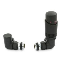 West - Delta Corner Trv Thermostatic Radiator Valve And Lockshield - Textured Black