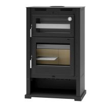 Fm Biomasa - Fm Estufa De Leña Con Turbinas M-107 T 9,5kw Con Puertas En Hierro Y Horno Inox