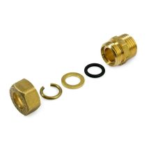 Raccordo M A Compressione 1/2"x12 In Ottone Con Anello Di Serraggio Ed O-ring Di Tenuta, Per Tubo Rame 120001h041200a