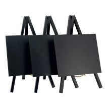 Securit-lavagna A Gesso Da Tavolo Con Treppiede, Laccata, Legno, Nero, Mini, 24 X 15 Cm, Set Da 3