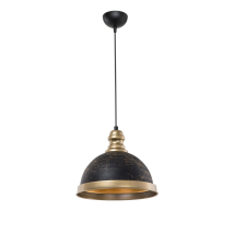 Effezeta Italia - Lampada A Sospensione Con Paralume Metallo Nero E Dettagli Oro Astek Asz1637