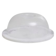 Wadiga - Premier Housewares Round White Marble Cheese Board With Clear Plastic Dome Polished Finish Sturdy Marble And Dome Versatile W20 X D20 X H8cm