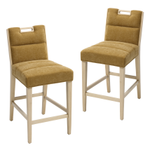 Chairus Bar Stools Set Of 2 Chenille Retro Rustic Counter Chairs In Wood Frmae For Kitchen Home Pub Restaurant, Yellow