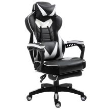 Vinsetto - Silla Ergonómica De Escritorio Ajustable Altura Reclinable Con Reposapiés Blanco