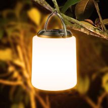 Aougo - Lanterna Da Campeggio Ricaricabile, Lampada Da Campeggio A Led Ricaricabile - Luce Bianca Calda 3000k, Luminosità Regolabile, 3 Modalità, 