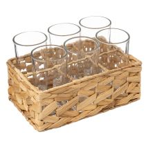 Verres À Cocktails Et Boissons Dans Un Panier Tressé, Ensemble De 6