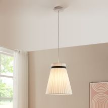 Hängeleuchte Weiß – 1 x E27, max. 60W – 162 cm Höhe – Textil-Lampenschirm – Metall-Deckenbefestigung