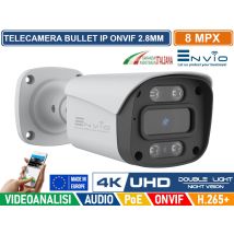 Telecamera Bullet Ip Double Light 8m Poe Onvif H.265+ Visione Notturna A Colori/bianco E Nero/a Colori Su Allarme Audio Analisi Video