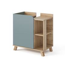 Vicco - Mueble Bajo Lavabo Karen, Gris Azulado, 60 X 65 Cm Con Puerta Y Compartimentos Abiertos