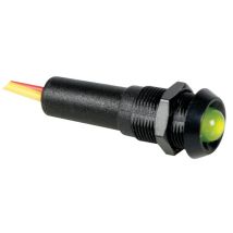 Lampeggiante LED 12V Verde – Corpo Nero – 10mm Diametro – 25.5mm Profondità – 15cm Cavo