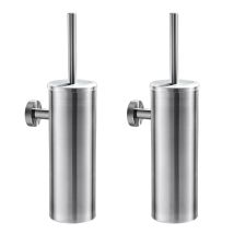 Auralum - 2pcs Escobilla De Baño Wc En Acero Inoxidable Cepillado Escobilla Wc Con Portaescobilla Y Tapa, Limpieza 360o, Resistente A Salpicaduras, 