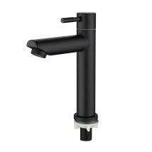 Xinuy - Ccykxa Waschbecken-wasserhahn, Badezimmer-wasserhahn, Wasserhähne Mit Auslauf, Kaltwasser-wasserhahn, Säulenventil, Gesamthöhe: 18 Cm, Schwarz