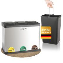 Maxcraft - Mülleimer / Treteimer Mit 3 Behältern - 54 Liter (3 X 18 Liter)