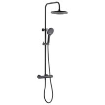 Kielle Nefia - Set Doccia Con Termostato, 24 Cm, 3 Getti, Nero Opaco 20627014e