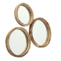 Boltze Spiegel Set Jones 3-teilig Runde Wandspiegel, Rahmen Aus Holz, Ø 25-35 Cm