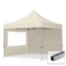 House Of Tents - Gazebo Pieghevole Giardino 3x3m - 2 Laterali Alluminio Telo Idrorepellente Padiglione Mercati Sagre Crema