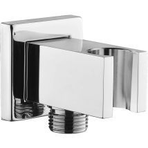 Raccordo Per Tubo Flessibile Cromato Con Supporto Per Doccia, Gomito Quadrato Da 1/2 Pollice In Ottone Per Montaggio A Parete Keymark, Gomito Per 