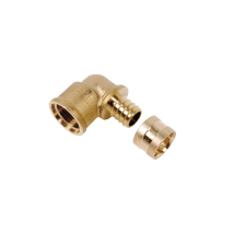 PBTUB Kniestück mit Innengewinde 1/2" – 10x12mm – Messing – 90° – bis zu 10 bar – Gold