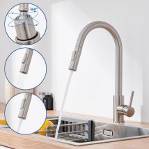 Lonheo Rubinetto Cucina Con Doccetta Estraibile 50cm, Rubinetti Per Lavello Con Girevole A 360°, Miscelatore Monocomando Cucina Con Aeratore 