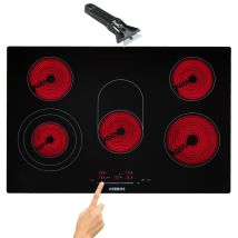 Arebos - Glass Ceramic Hob 8500 W 5 Hobs 77cm Autarkic Incl. Dual Cooking Zone And Roasting Zone With Sensor Touch Child Safety Overheating Protection