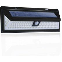 118 Led Solar Lamp - Wall Light With Pir Motion Sensor - 1000 Lumen Lighting - Ip65 Waterproof For Outdoor Use In The Garden.