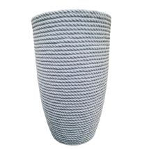 Vaso Alto 70cm Tronco Conico Bomcord Pv Bali Effetto Corda In Resina Telcom Colore: Smoke