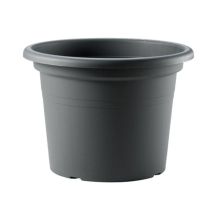 Vaso Tondo In Plastica Cilindro Basic Colorato Per Giardino Piante E Fiori -25 Cm / Antracite
