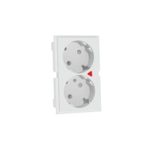 Module De Prise Double Schuko Avec Obturateur De Sécurité Et Lampe Témoin Mmconecta Blanc