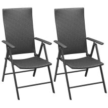 Maison Chic - 2er Set Gartenstühle Gartensessel Klappbare Stühle Für Garten Terrasse Balkon Poly Rattan Schwarz De24350