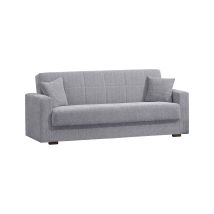 3-sitzer Schlafsofa Pinto, Lineares Container-schlafsofa, Wohnzimmersofa Aus Gepolstertem Stoff Mit Klick-klack-öffnung, 212 X 80 X 87 Cm, Grau