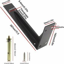 Juego De 2 Soportes Para Estantes De 290 Mm, Resistentes, Para Montaje En Pared, Con Tornillos, Color Negro, Capacidad De Carga De 150 Kg/330 Lb.