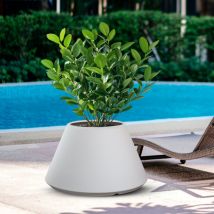 Vaso Para Exterior/interior Stromboli Blanco Diámetro 60×35 Cm En Resina
