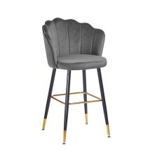 2x Eleganter Grauer Samthocker Mit Goldenen Enden 50x55x110 Cm
