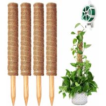 4 Stück 40 Cm Lange Kletterpflanzenstäbe, Kokosmoosfaserstäbe Für Monstera-pflanzen, Natürliche Pflanzenstützen Mit 20 M Rotierenden Streifen