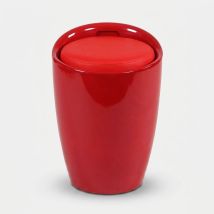Taburete Puf De Abs Con Cojín De Polipiel Cliff - Rojo