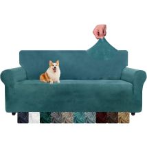 Sofa-bezug Aus Samt Für 3-sitzer Sofa-bezüge, Dehnbar, Dick (3-sitzer, Pfauenblau)